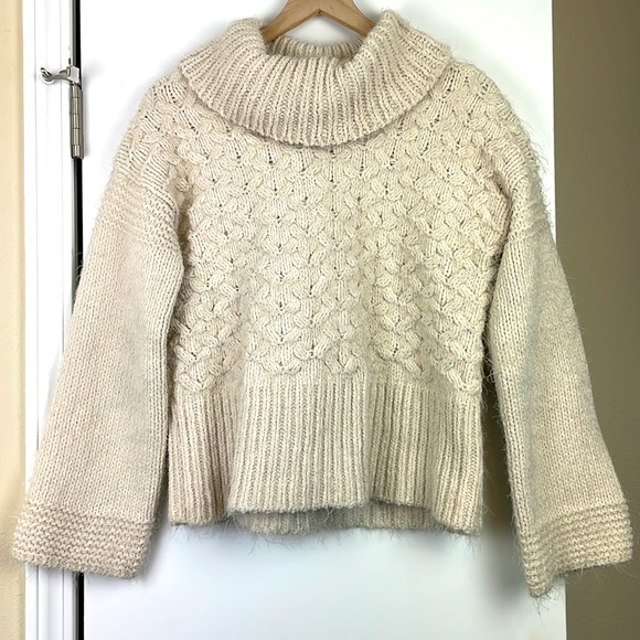Anthropologie Sweaters - Anthro Sleeping on Snow fuzzy oversized turtleneck